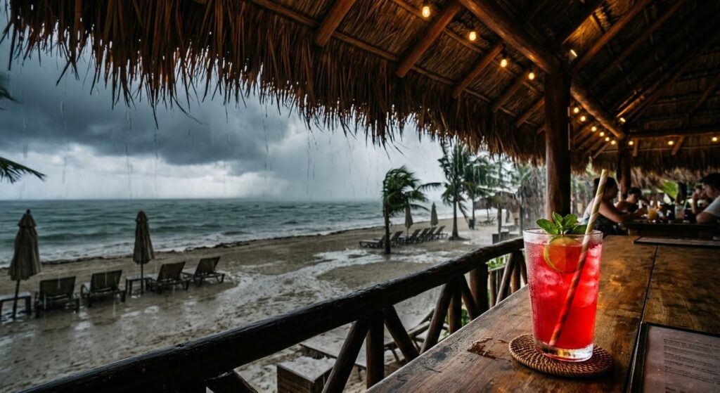 rain at the beach in cancun